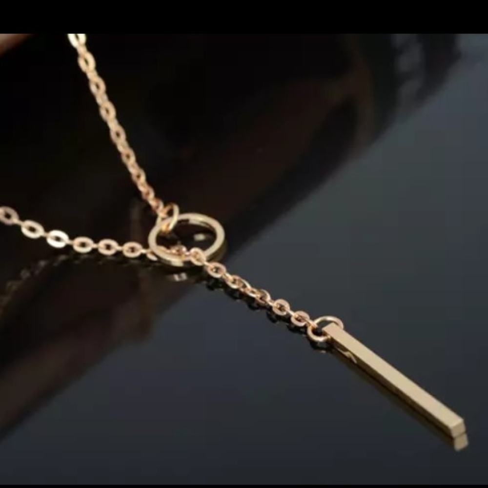Dainty Gold Toned Circle Drop Lariat Necklace - Picture 8 of 8